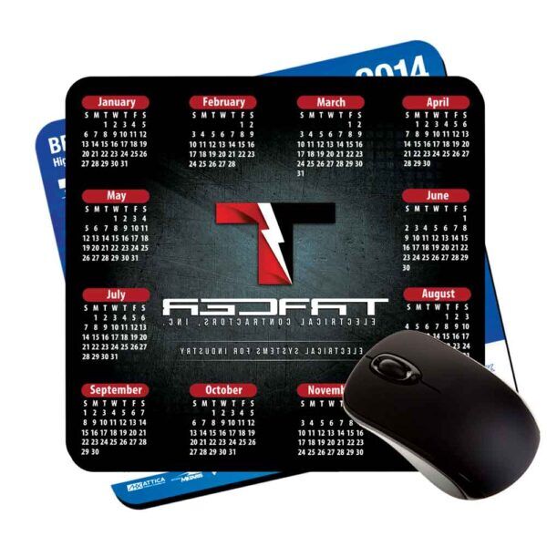 7.5x8x1/16" plastic printed calendar mouse pads with rubber backing