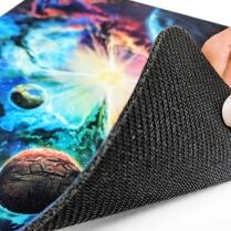 close up of 1/8" rubber backing on a fabric surface pad