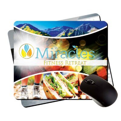 7.75x9.25x1/8" hard top mouse pads with rubber backing
