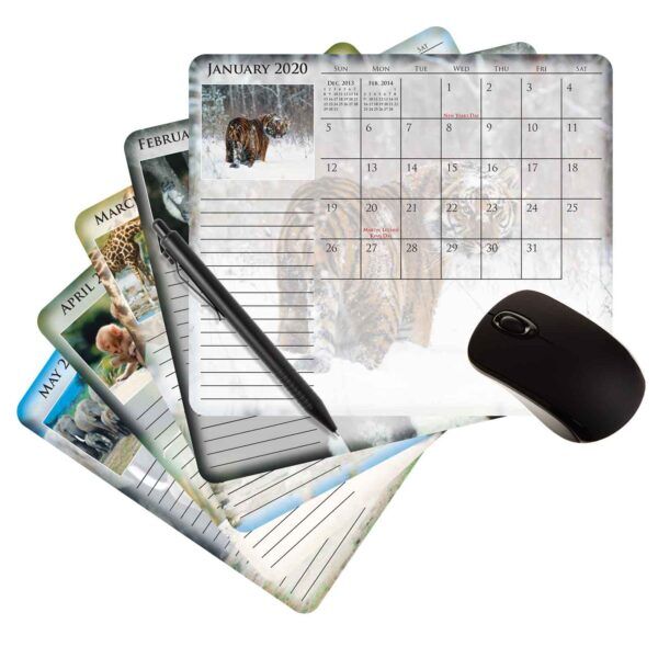 7.25x8.5" exotic animal 12 month calendar branded mouse paper