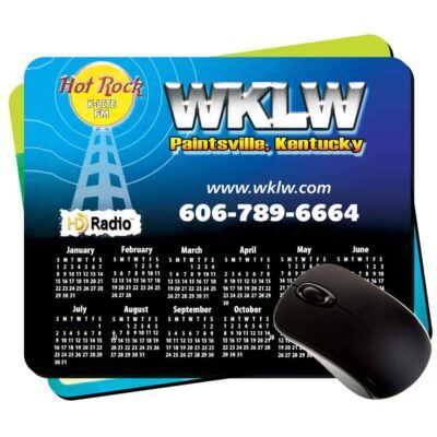 7.75x9.25x1/16" plastic calendar mouse pads with rubber backing