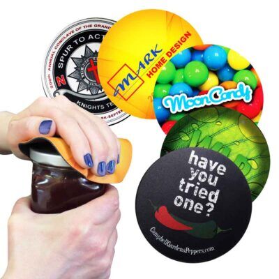 5" round fabric jar opener with rubber backing