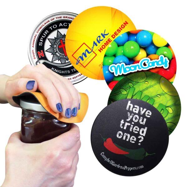 5" round fabric jar opener with rubber backing