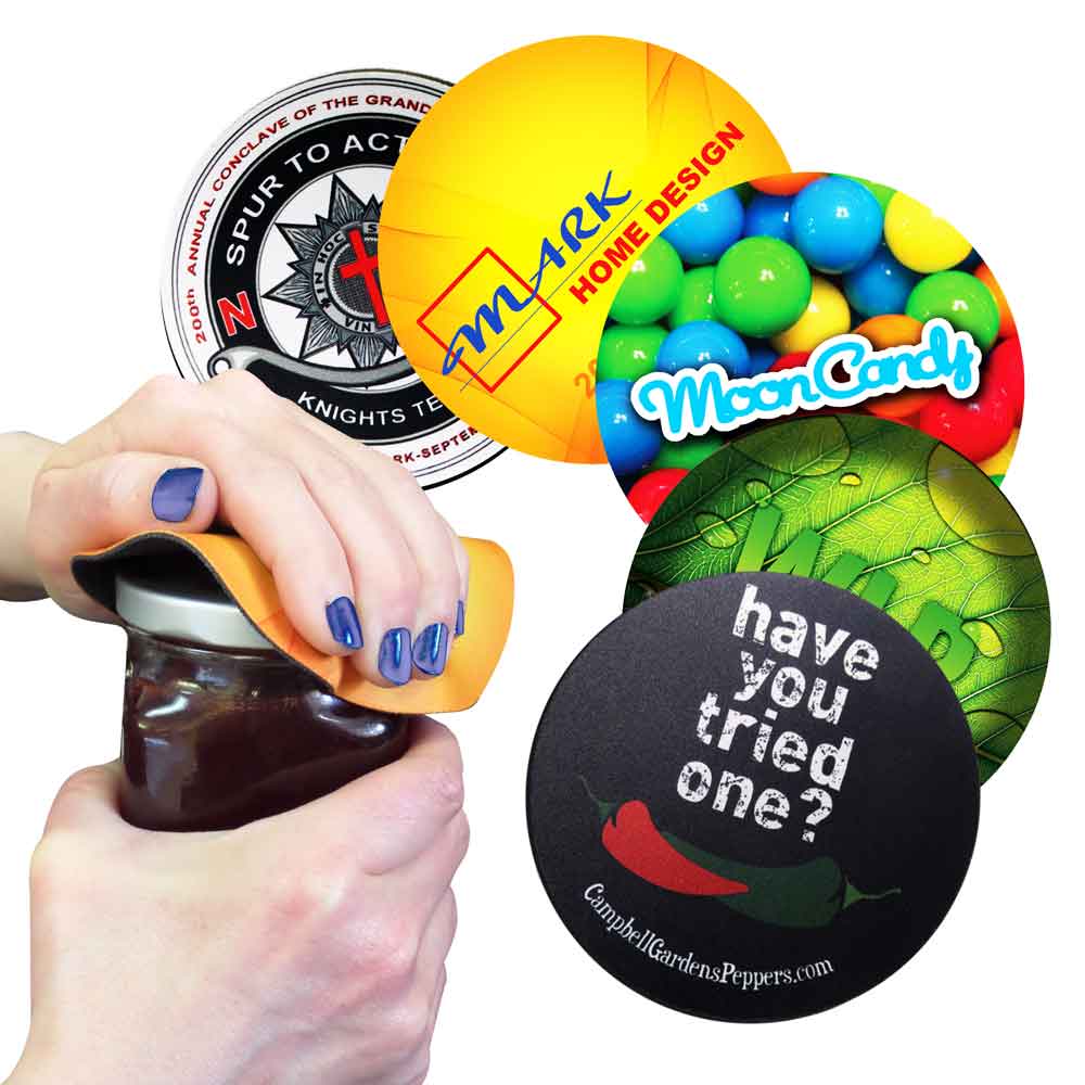 5" round fabric jar opener with rubber backing