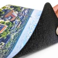 close up of 1/16" rubber backing on a fabric pad