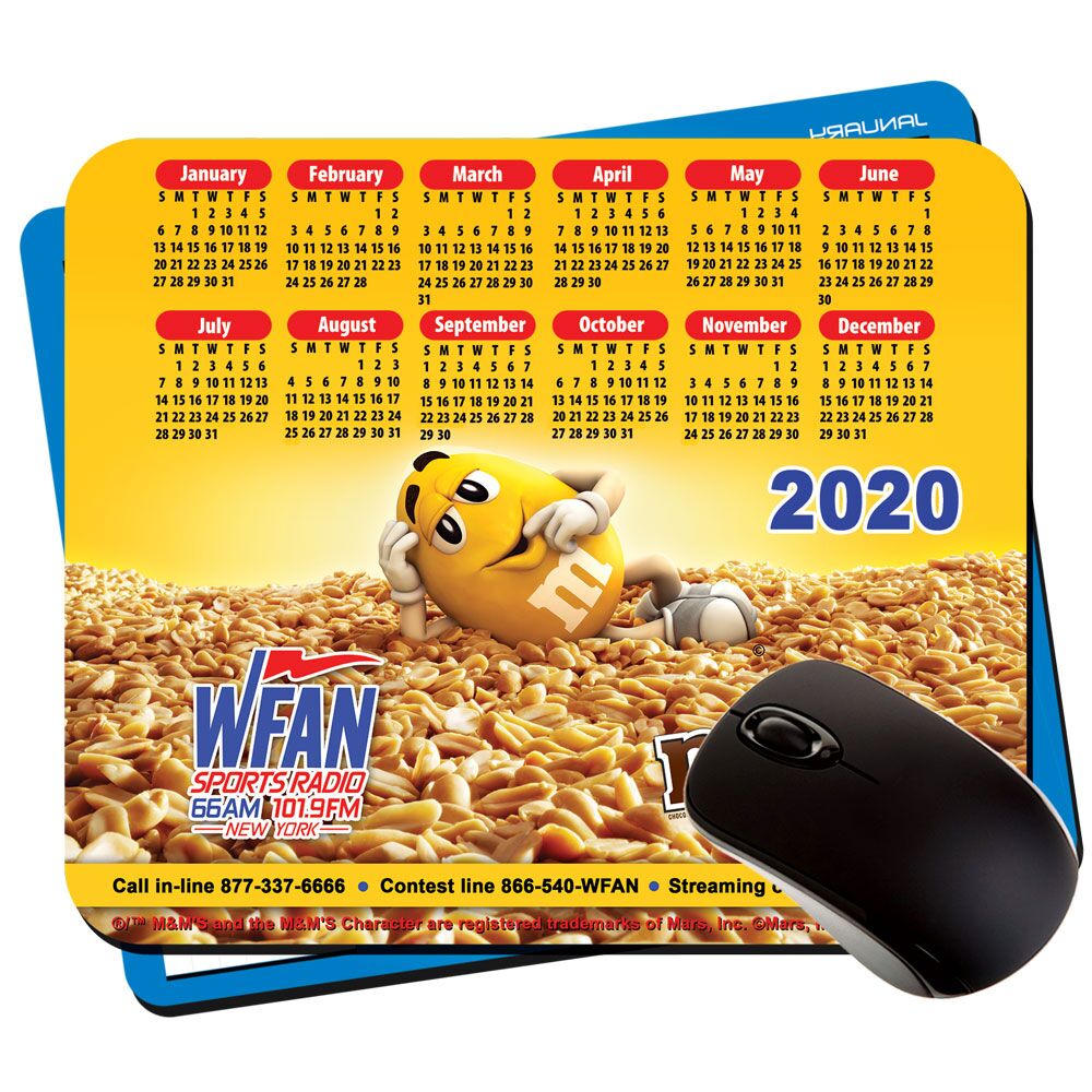 7.75x9.25x1/4" custom printed calendar mouse pads with rubber backing