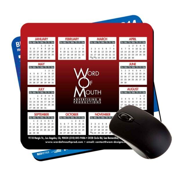 7.5x8x1/4" soft top calendar mouse pads with rubber backing