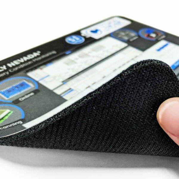 close up of rubber backing 1/8" thick on a plastic pad