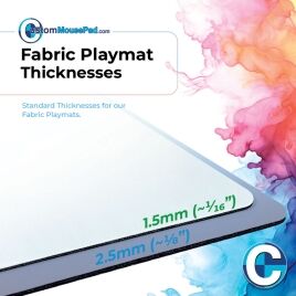 illustration of available backing options for custom playmats showing this playmat has a 1.5 mm (1/16") rubber backing