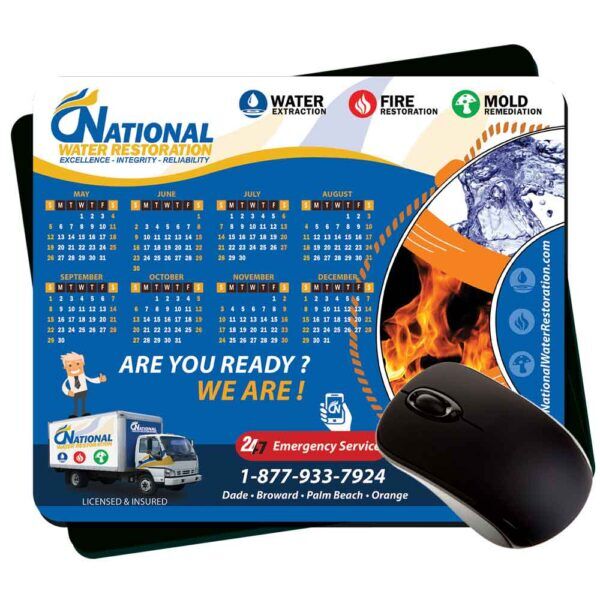 7.75x9.25x1/8" plastic calendar logo mouse pads with rubber backing