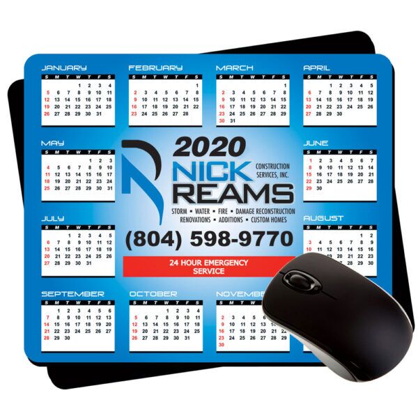 7.75x9.25" plastic calendar mouse pads with peel n' place backing
