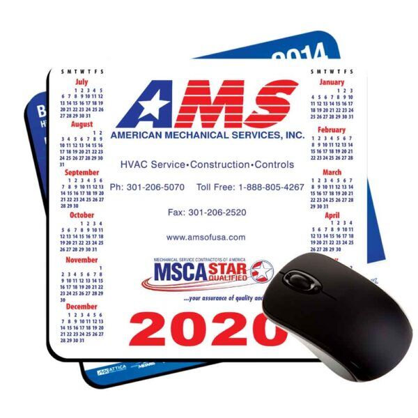 7.5x8" plastic customized calendar mouse pads peel n' place backing