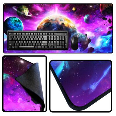 black stitched edge large custom mouse pad or desk mat 35x16x1/8"