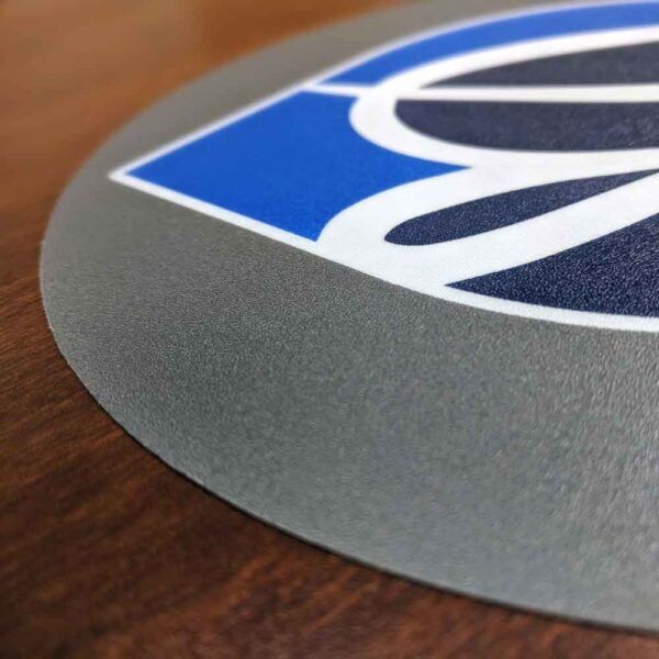 close up of plastic laminate on with 1/32" adhesive backing