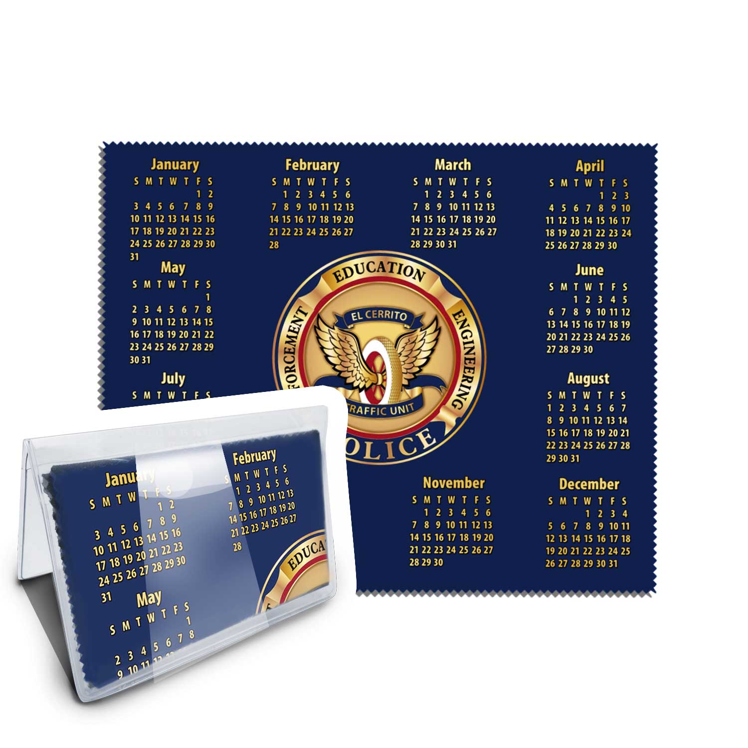 1 sided custom calendar cleaning cloth packaged