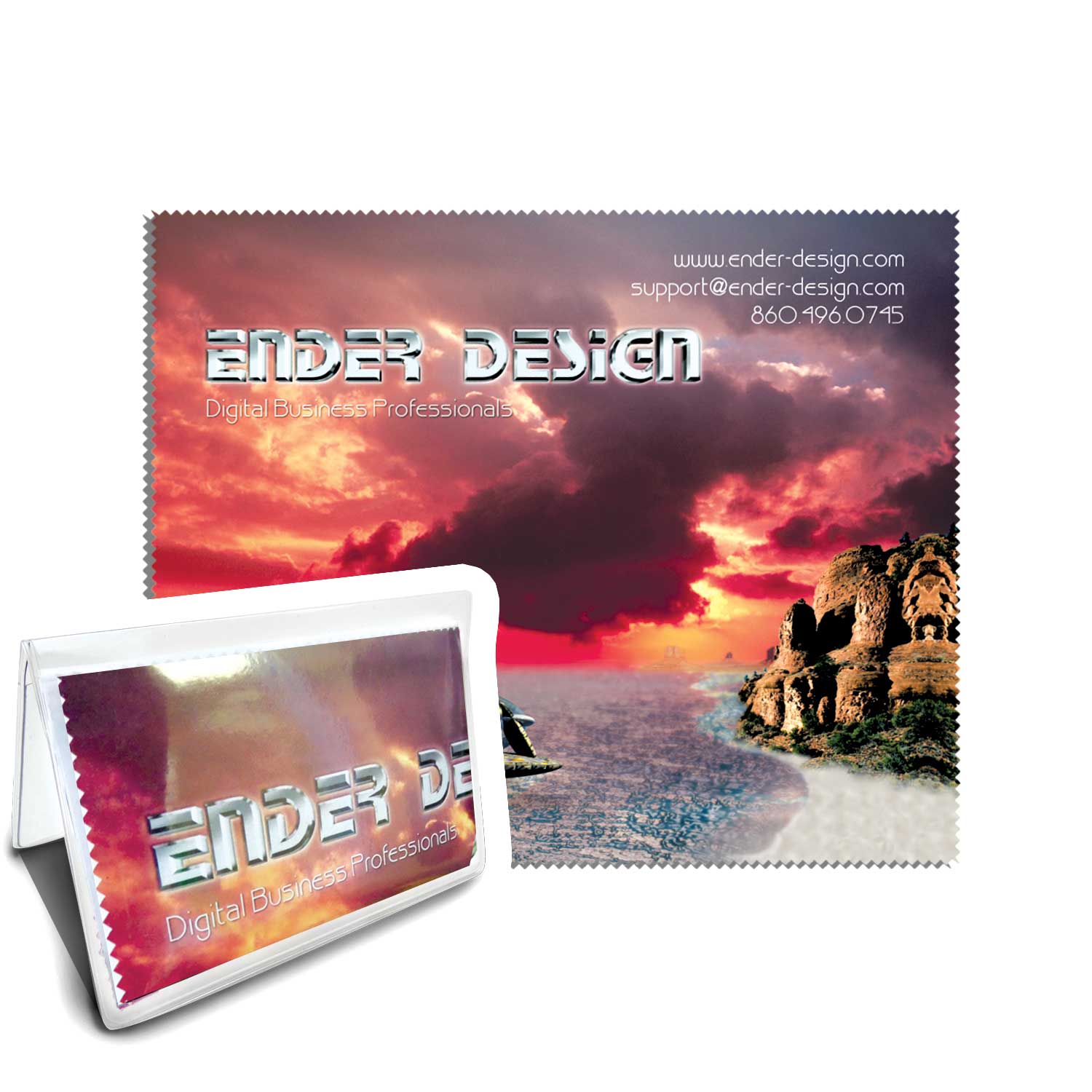 1 sided custom cleaning cloth, packaged